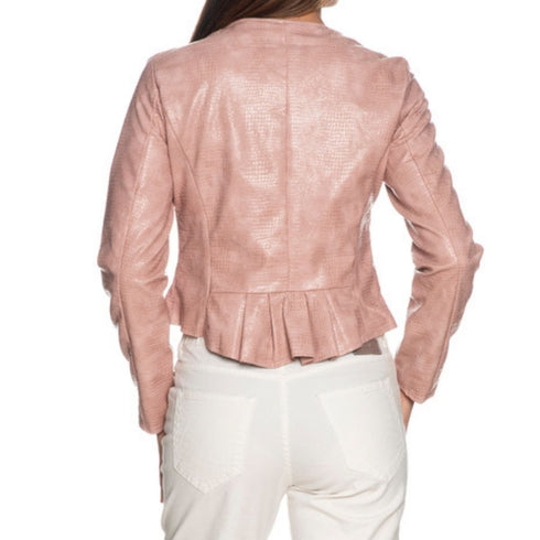 Giubbino Donna in ecopelle con inserto pieghe Rosa YESZEE- Francavilla Moda